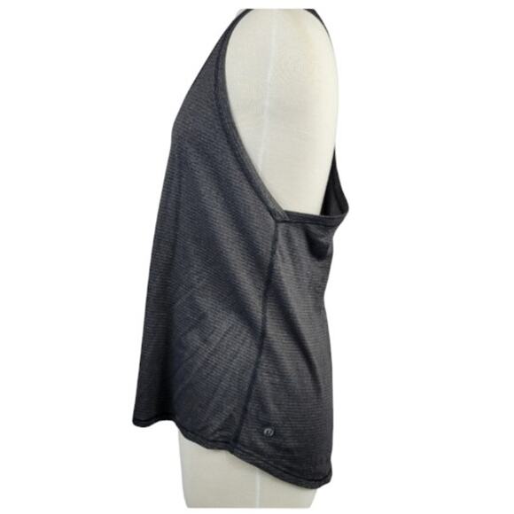 Lululemon Tank Racerback Split Hem Tie Up Grey Striped - Picture 2 of 5